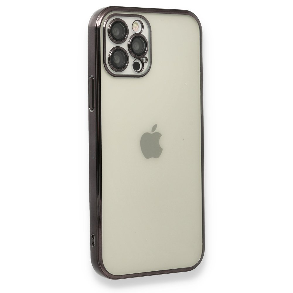 Newface iPhone 12 Pro Max Kılıf Razer Lensli Silikon - Siyah