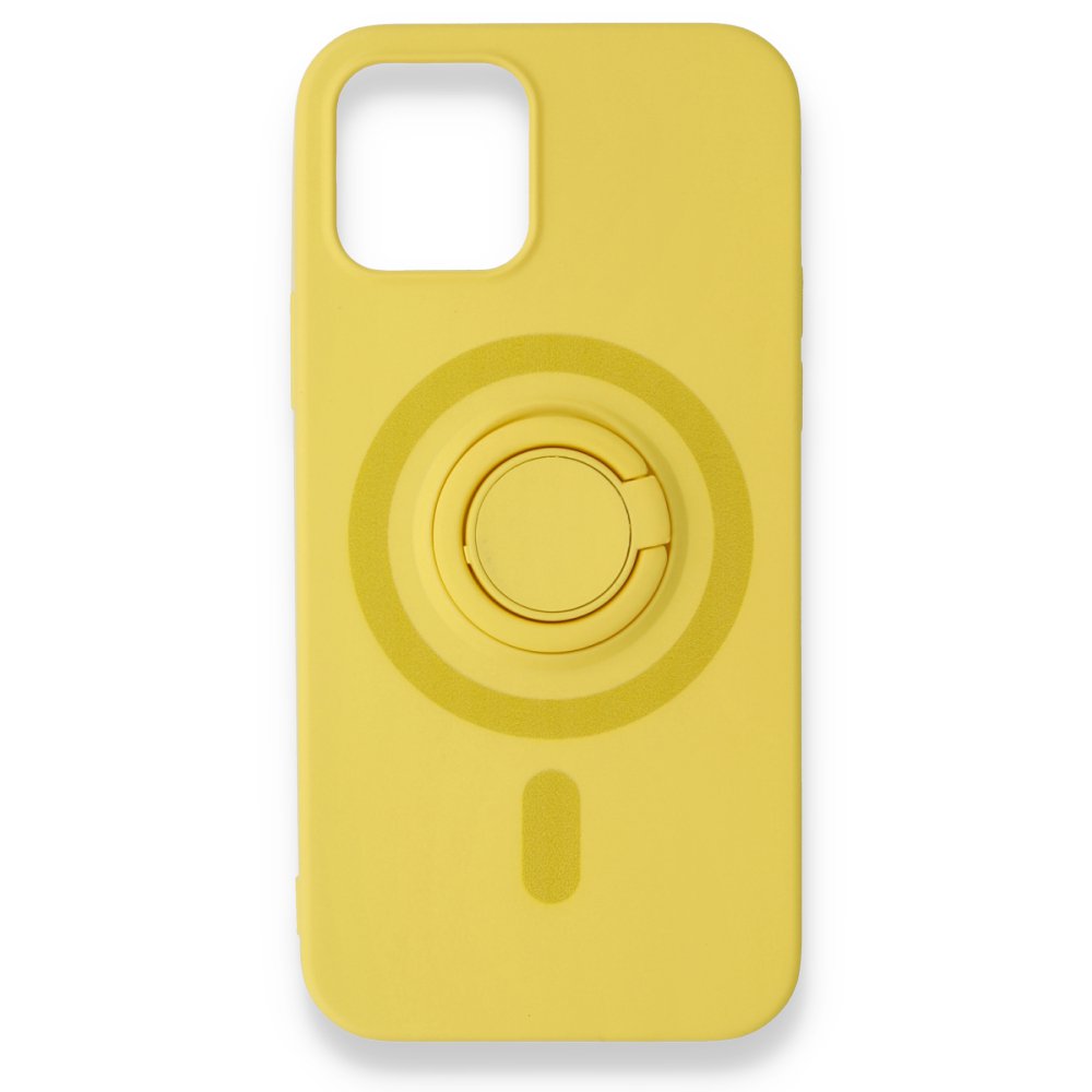 Newface iPhone 12 Kılıf Viktor Yüzüklü Silikon - Sarı