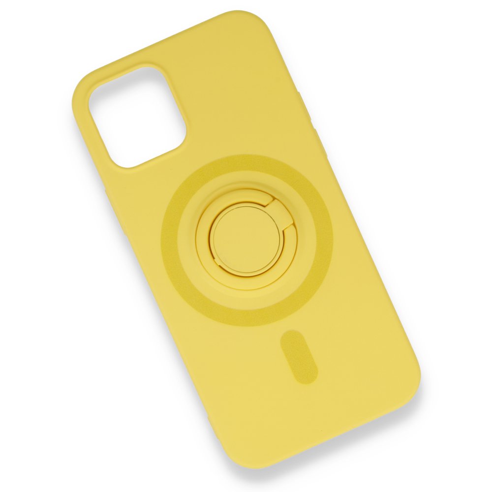 Newface iPhone 12 Kılıf Viktor Yüzüklü Silikon - Sarı