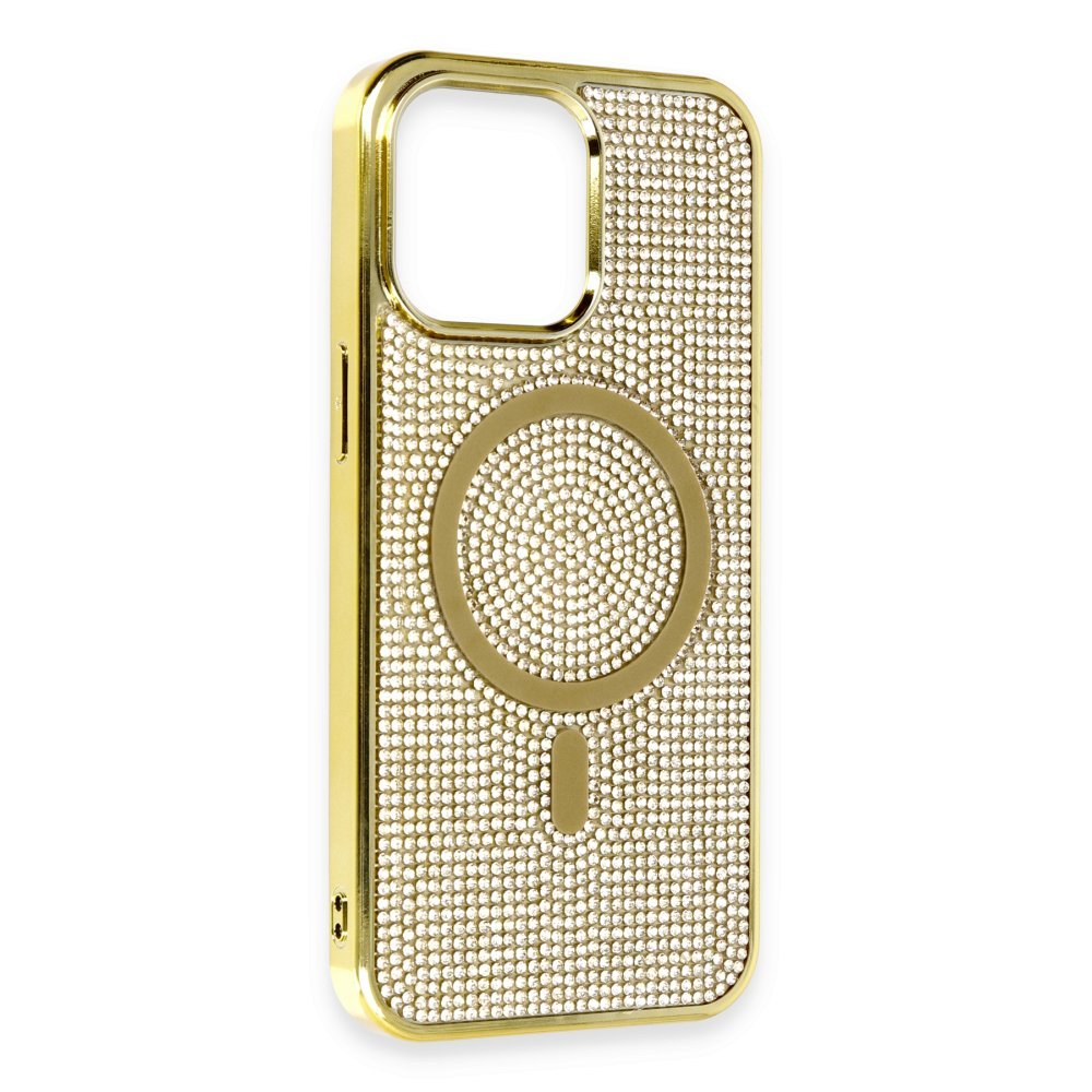 Newface iPhone 13 Kılıf Diamond Magsafe Kapak - Gold