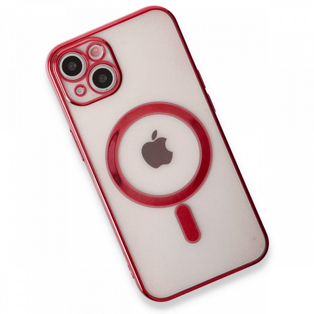Newface iPhone 13 Kılıf Magneticsafe Lazer Silikon - Kırmızı