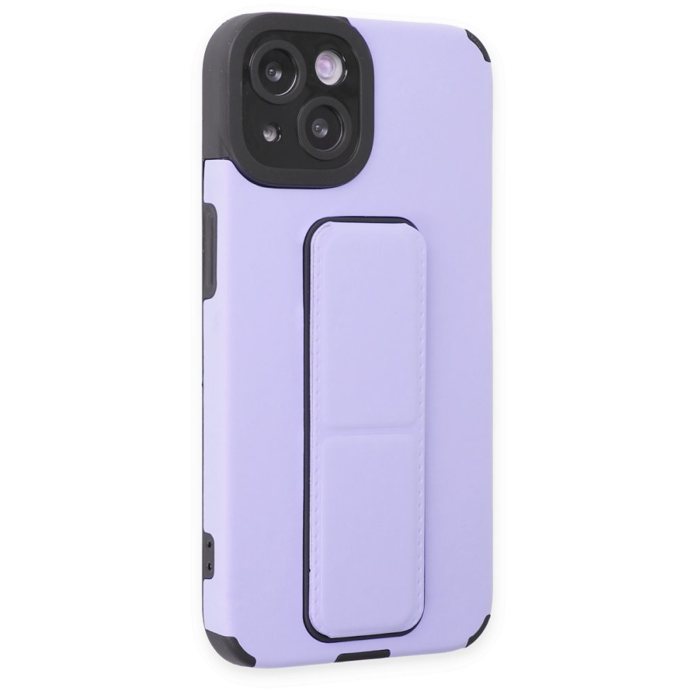 Newface iPhone 13 Kılıf Mega Standlı Silikon - Lila