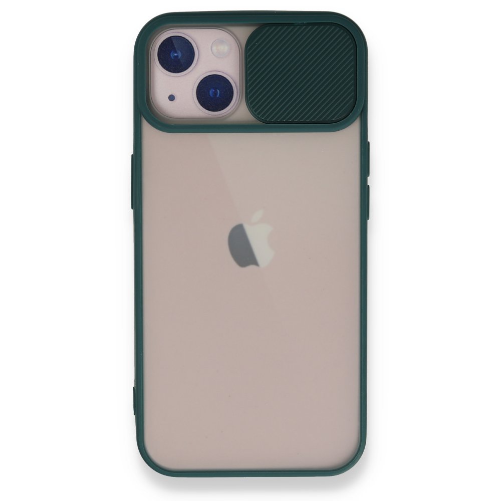 Newface iPhone 13 Kılıf Palm Buzlu Kamera Sürgülü Silikon - Yeşil