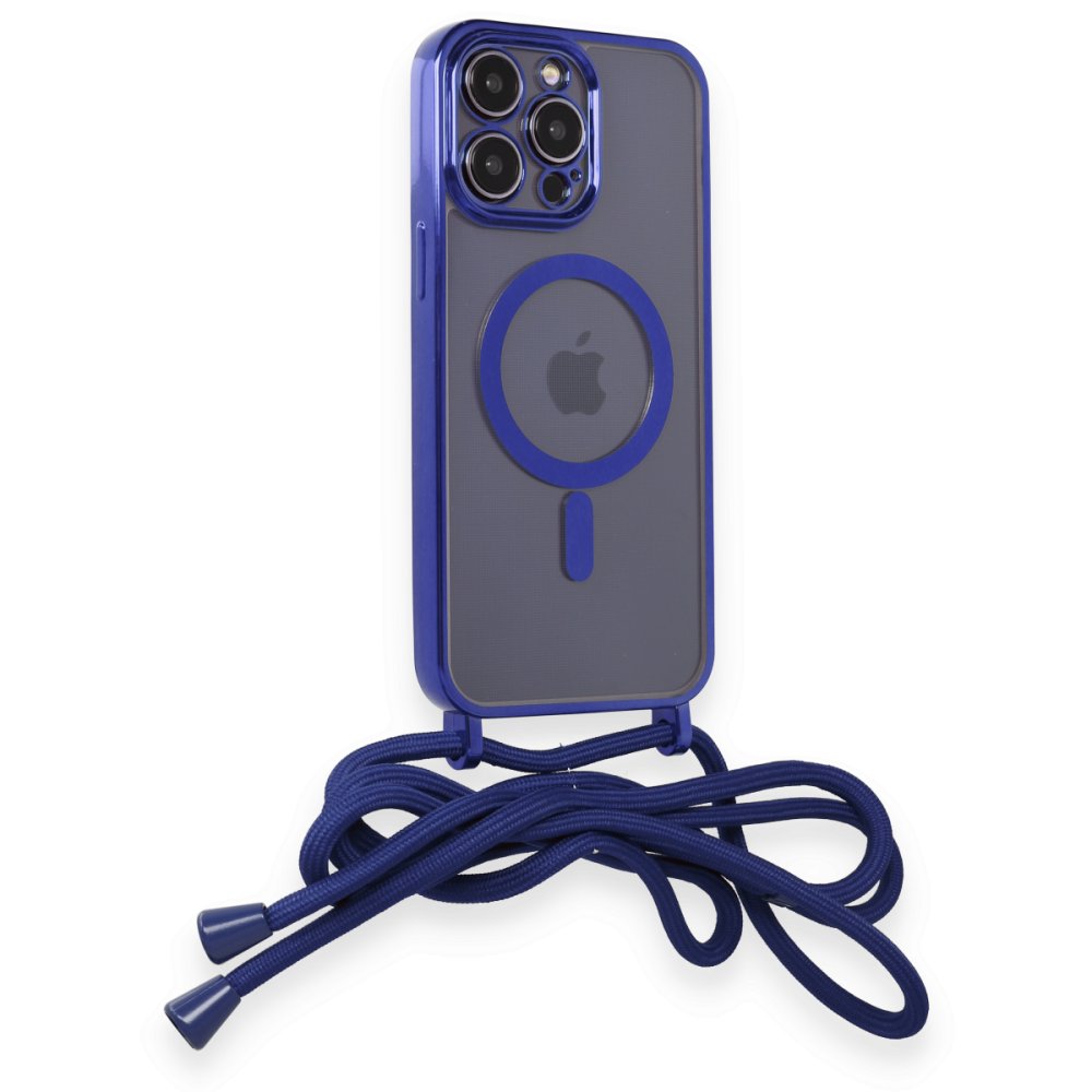 Newface iPhone 13 Pro Kılıf Divo Lazer Askılı Magsafe Kapak - Mavi