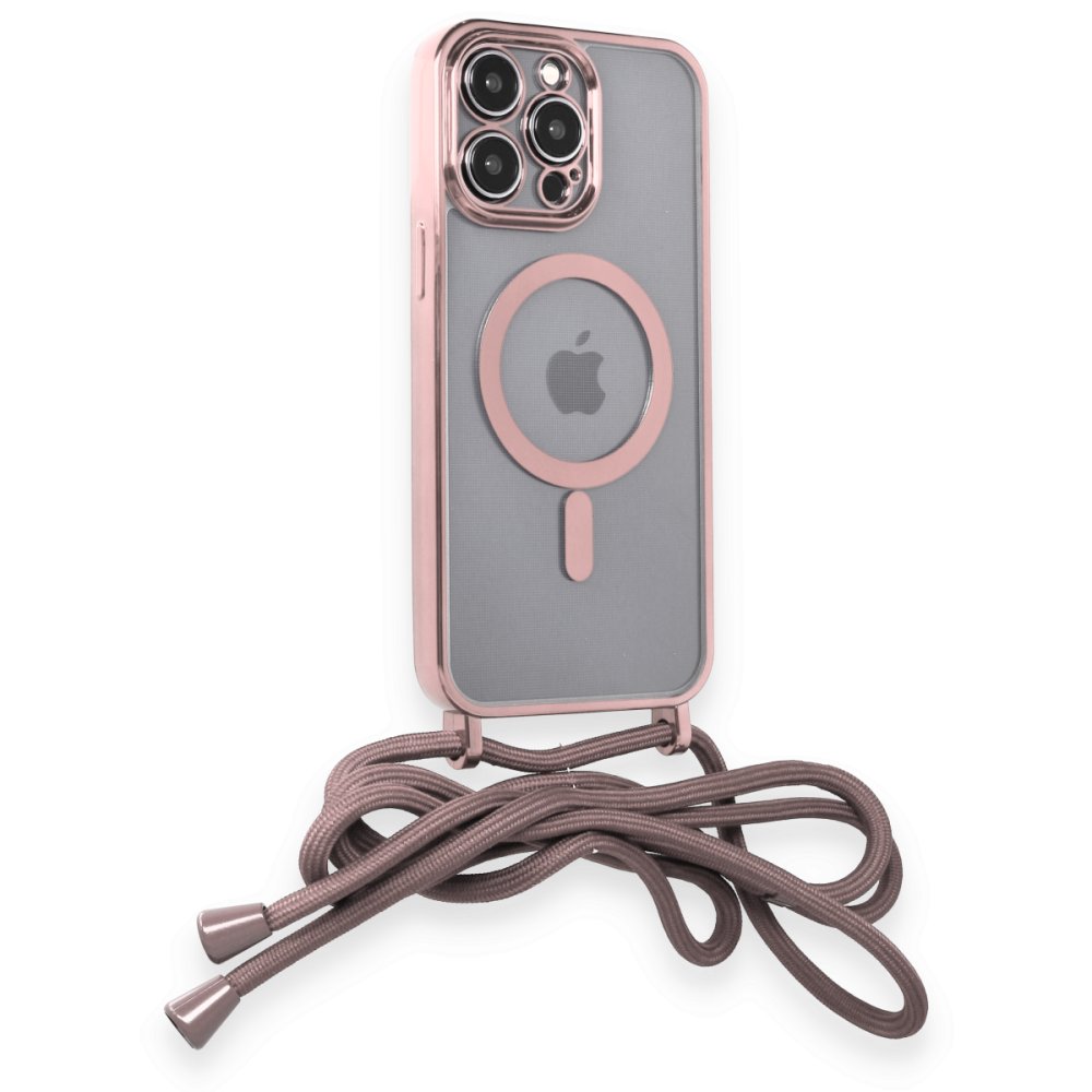 Newface iPhone 13 Pro Kılıf Divo Lazer Askılı Magsafe Kapak - Pembe