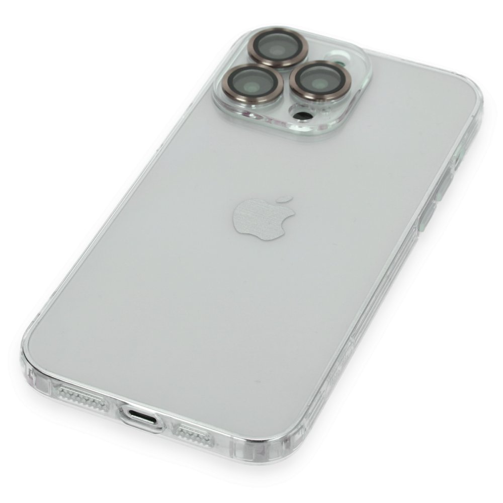 Newface iPhone 13 Pro Kılıf Luko Lens Silikon - Gold
