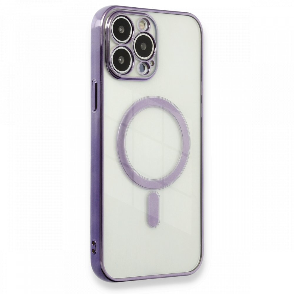 Newface iPhone 13 Pro Kılıf Magneticsafe Lazer Silikon - Mor