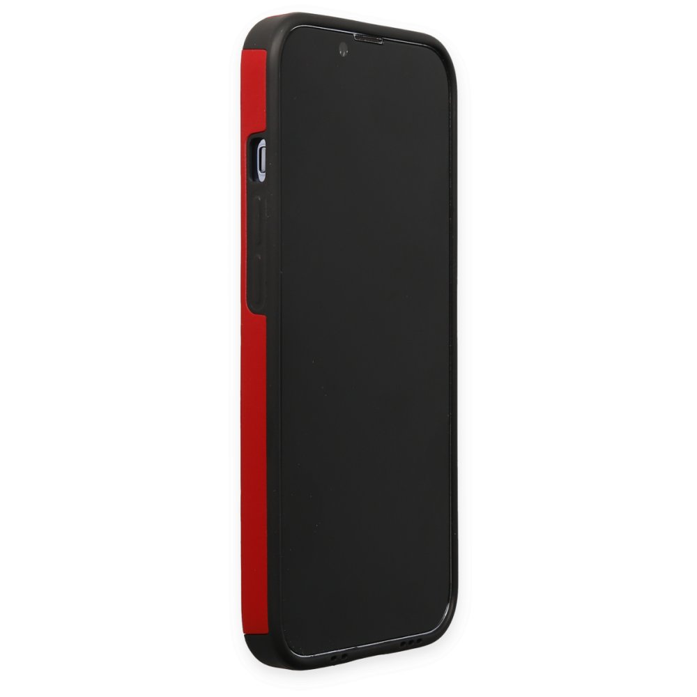 Newface iPhone 13 Pro Kılıf Mega Standlı Silikon - Kırmızı
