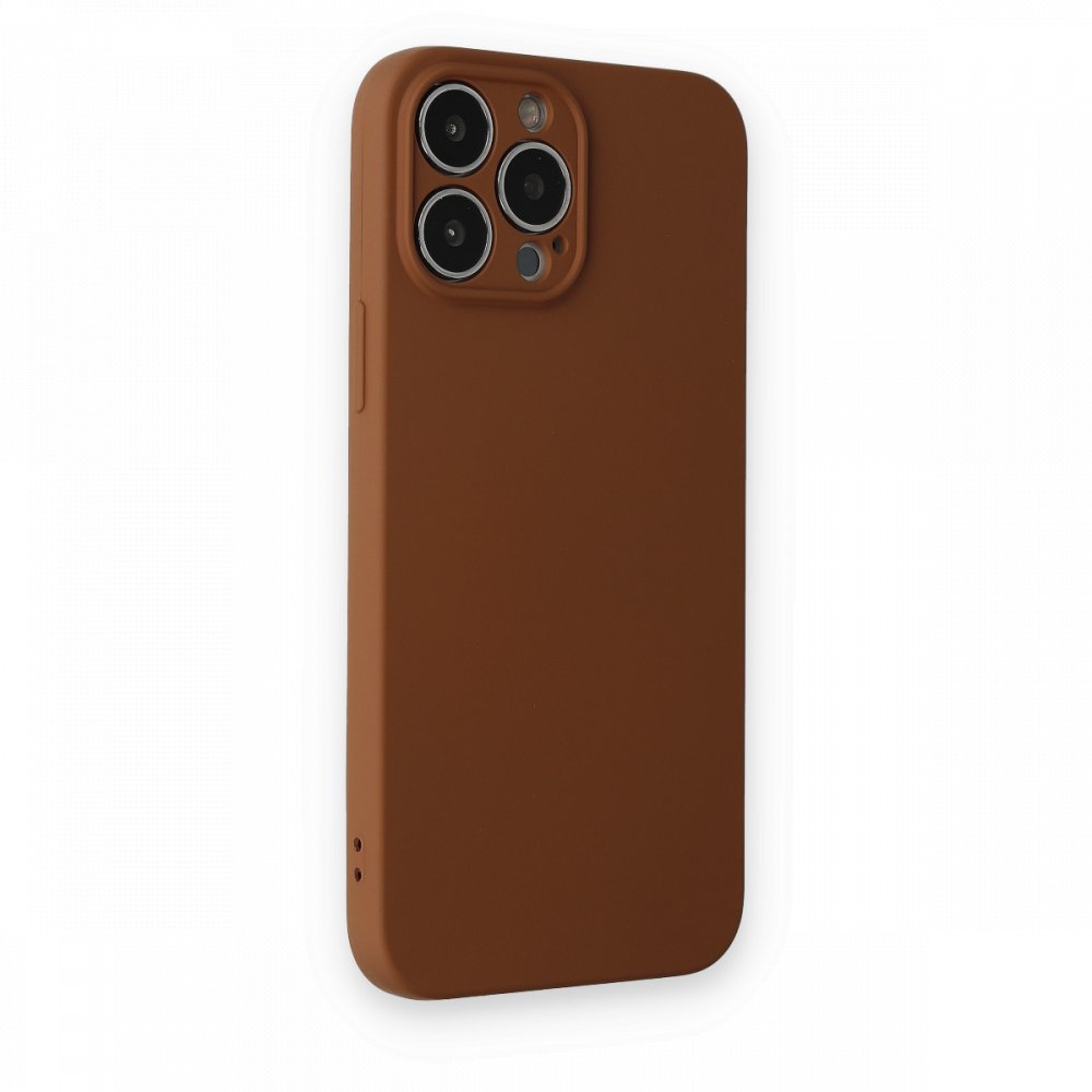 Newface iPhone 13 Pro Kılıf Nano içi Kadife Silikon - Kahverengi