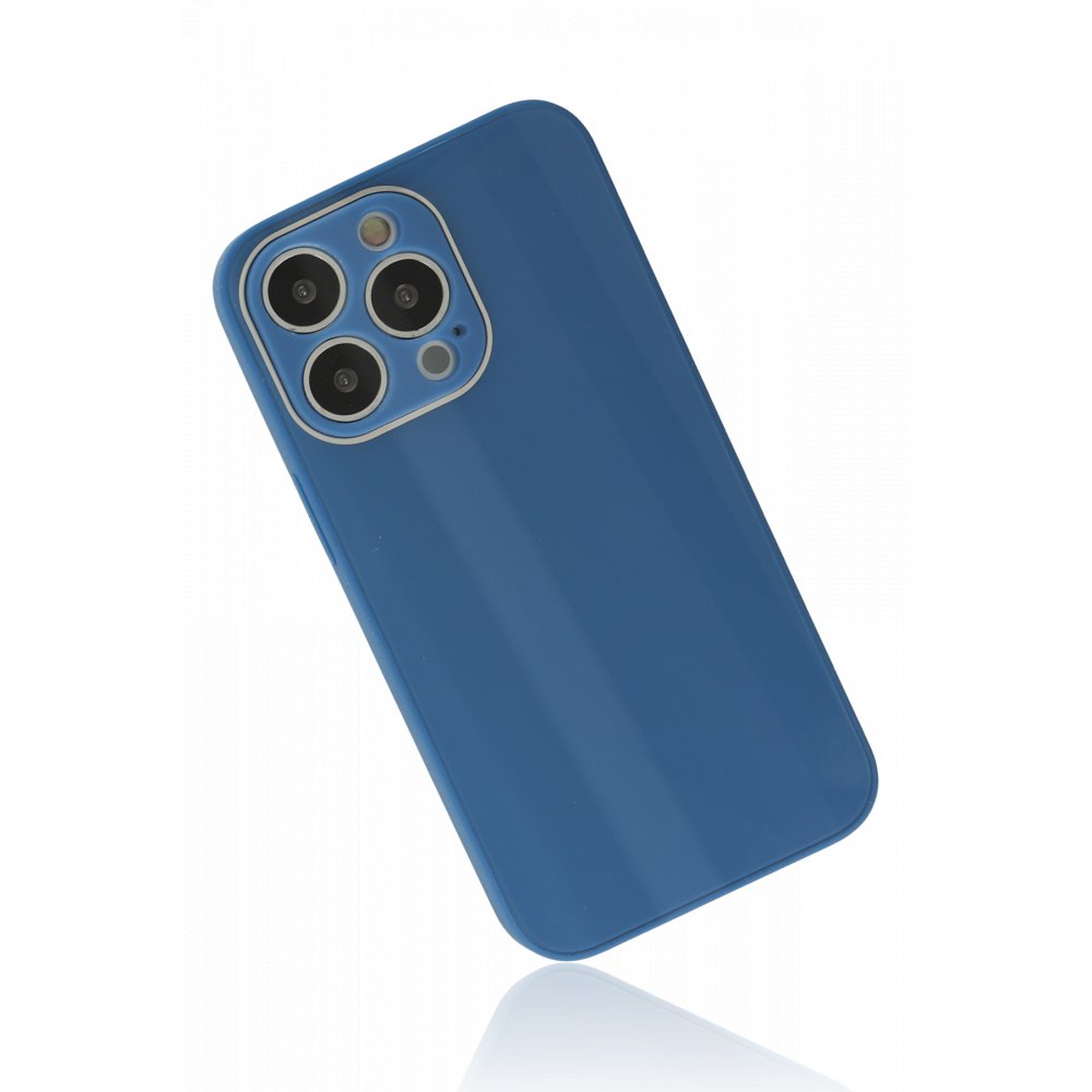 Newface iPhone 13 Pro Max Kılıf Glass Kapak - Mavi
