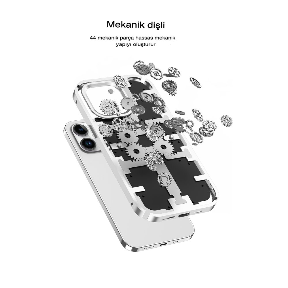 Newface iPhone 13 Pro Max Kılıf Mekanik Bumper Kapak - Derin Mor