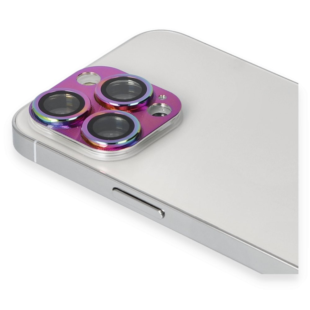 Newface iPhone 13 Pro Pers Alüminyum Kamera Lens - Rainbow