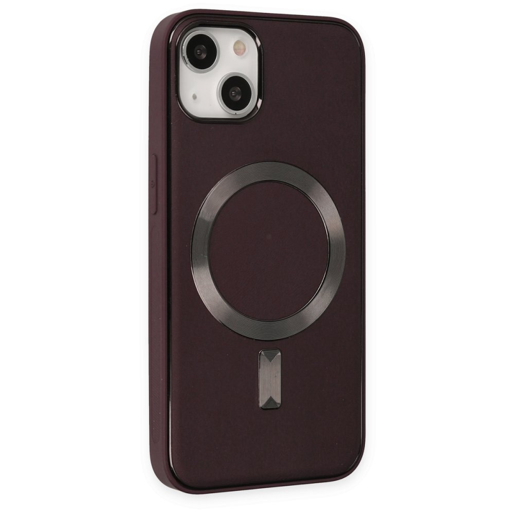 Newface iPhone 14 Kılıf Coco Deri Magneticsafe Silikon - Bordo