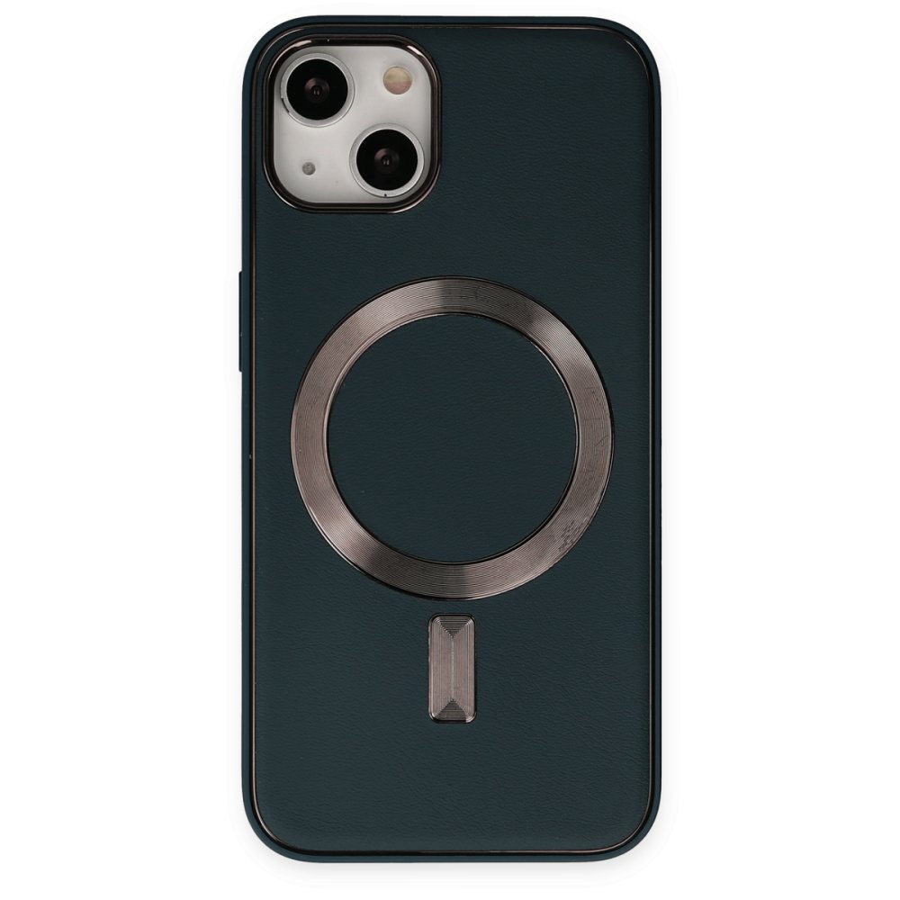 Newface iPhone 14 Kılıf Coco Deri Magneticsafe Silikon - Lacivert