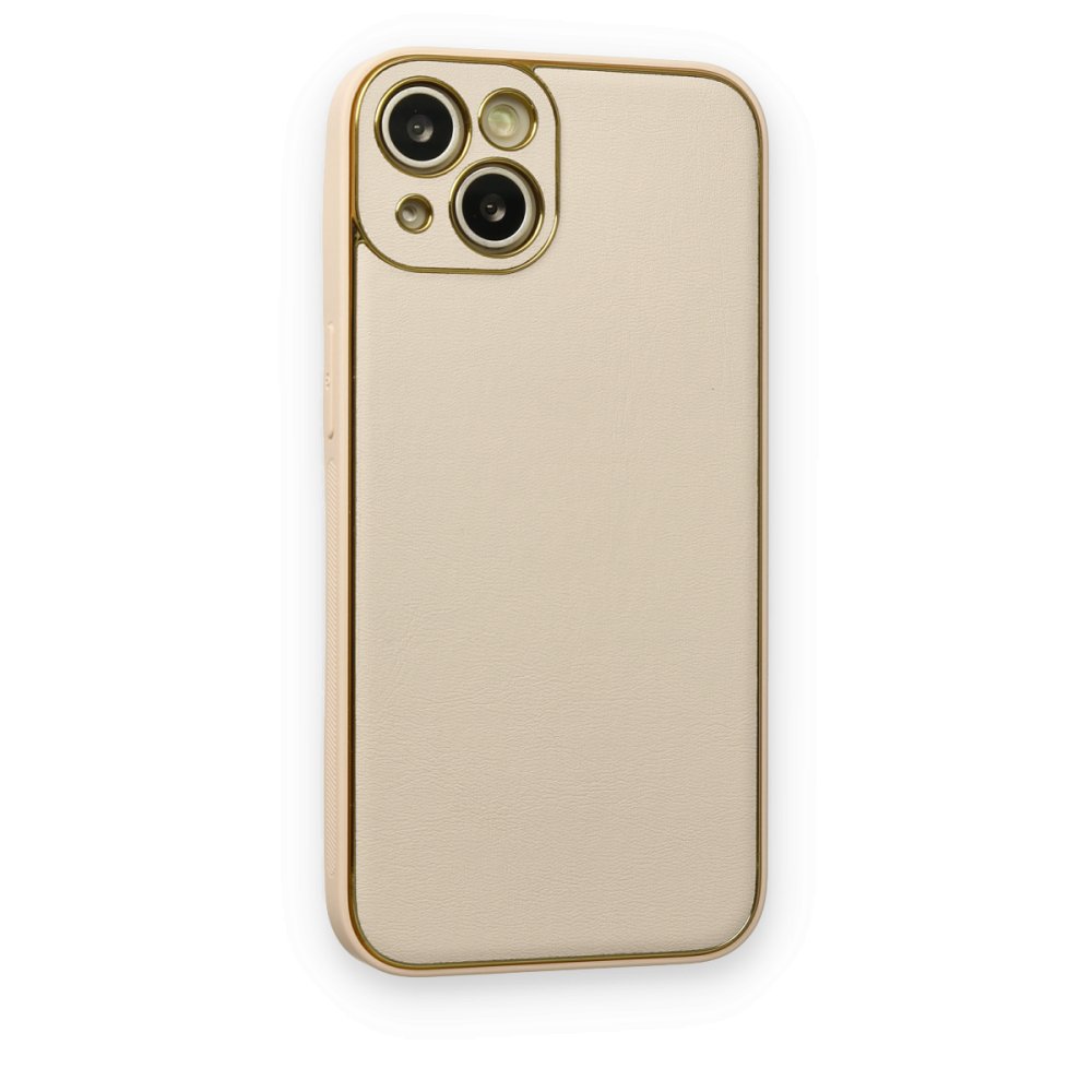 Newface iPhone 14 Kılıf Coco Deri Silikon Kapak - Gold