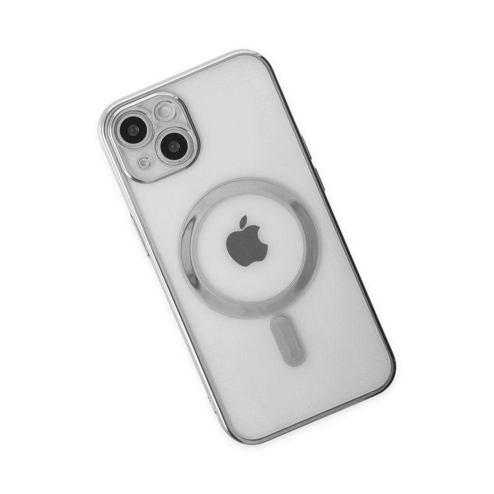 Newface iPhone 14 Plus Kılıf Magneticsafe Lazer Silikon - Gümüş