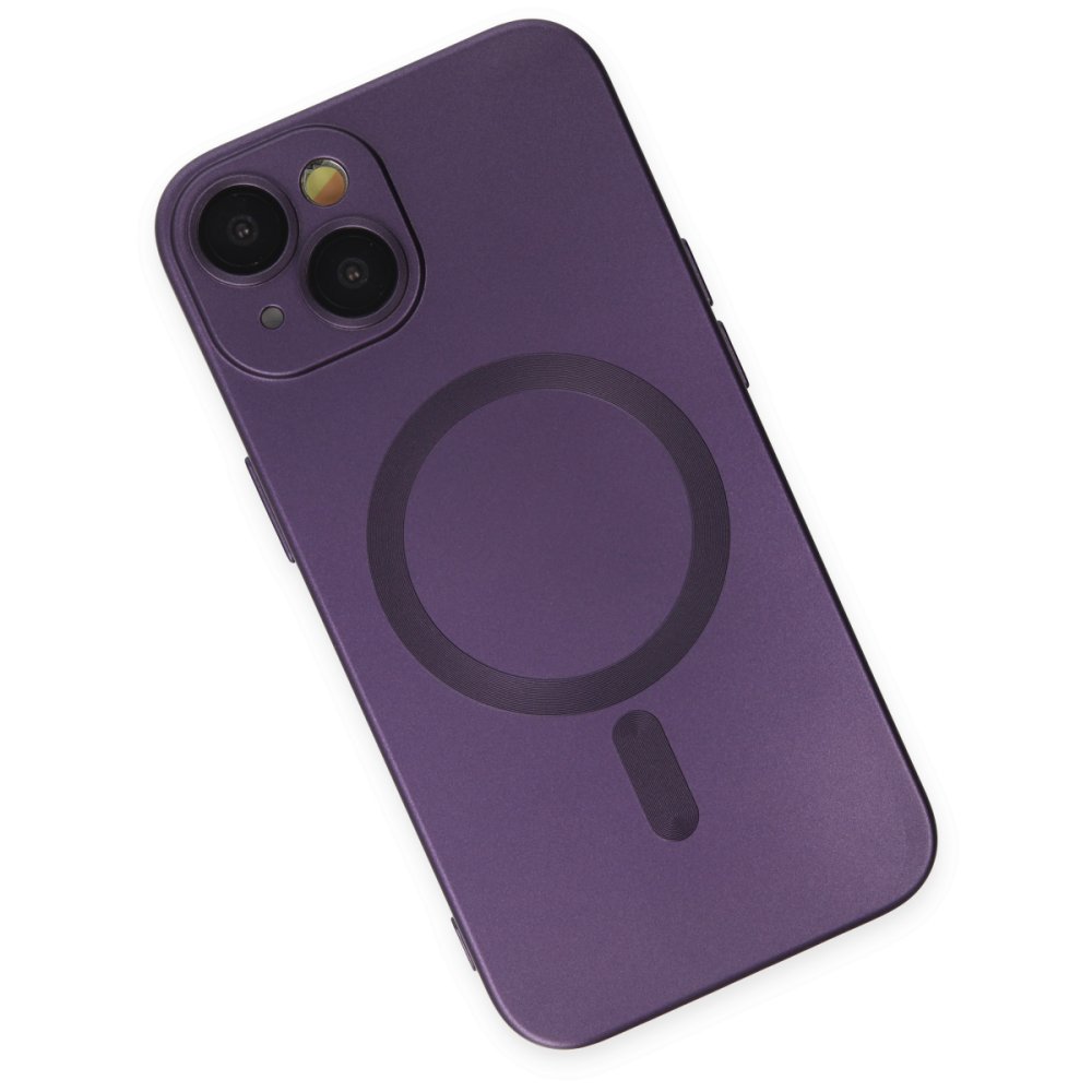 Newface iPhone 14 Plus Kılıf Moshi Lens Magneticsafe Silikon - Mor