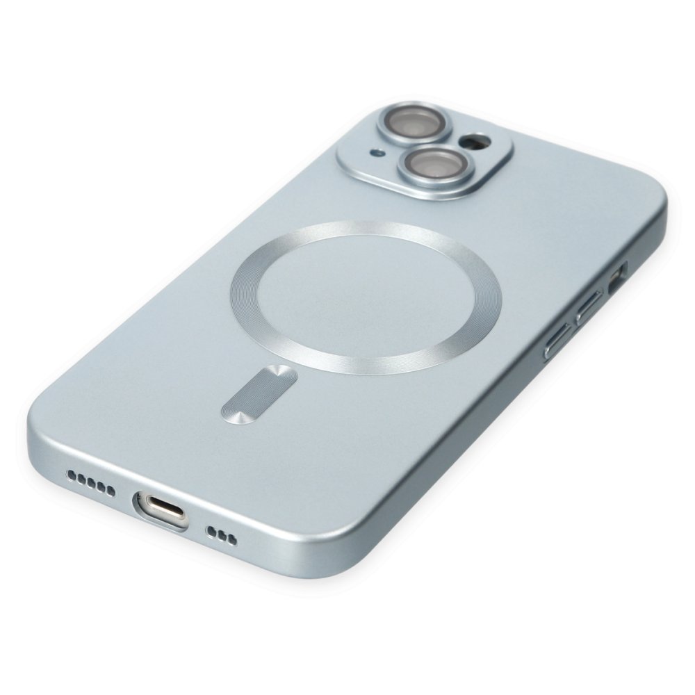 Newface iPhone 14 Plus Kılıf Moshi Lens Magneticsafe Silikon - Sierra Blue