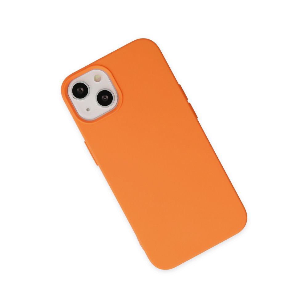 Newface iPhone 14 Plus Kılıf Nano içi Kadife Silikon - Turuncu