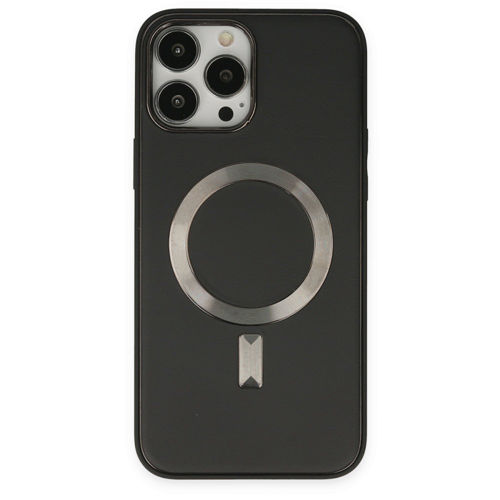 Newface iPhone 14 Pro Kılıf Coco Deri Magneticsafe Silikon - Siyah