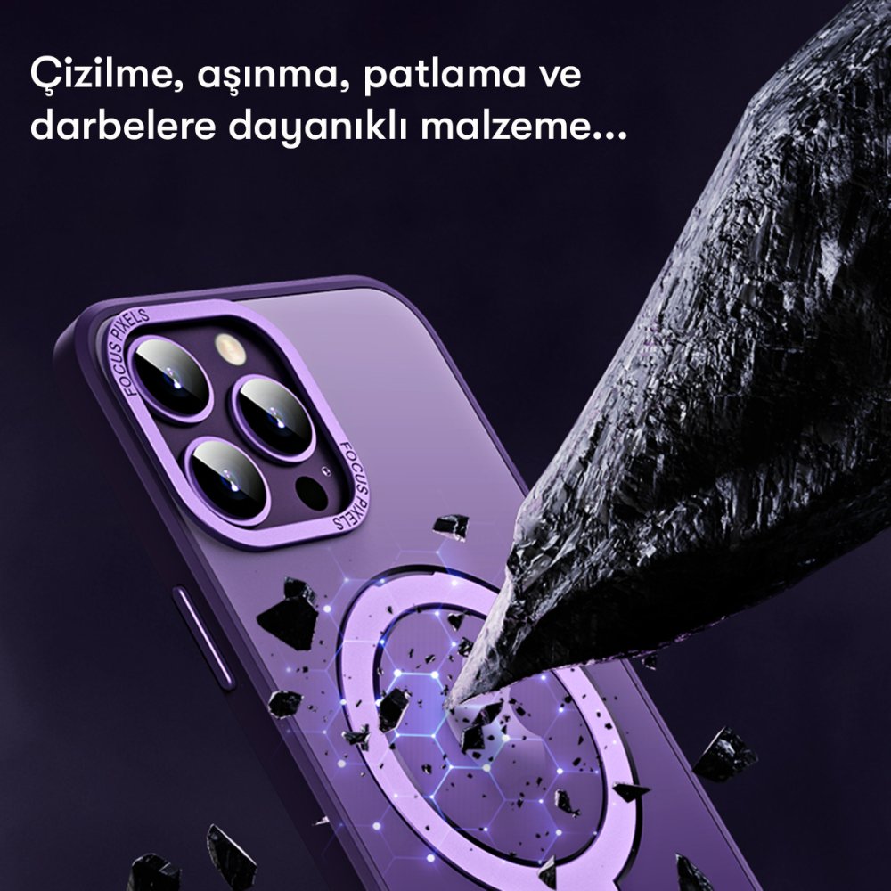 Newface iPhone 14 Pro Kılıf Mudo Mat Magneticsafe Kapak - Sierra Blue