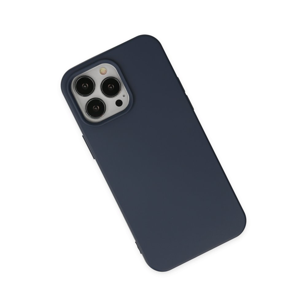 Newface iPhone 14 Pro Kılıf Nano içi Kadife Silikon - Lacivert