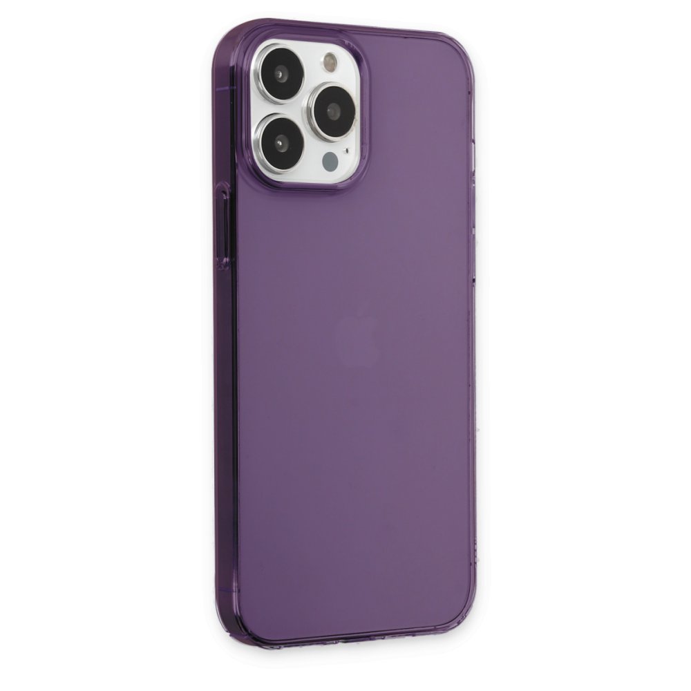 Newface iPhone 14 Pro Kılıf Pc Sert Şeffaf Kapak - Mor