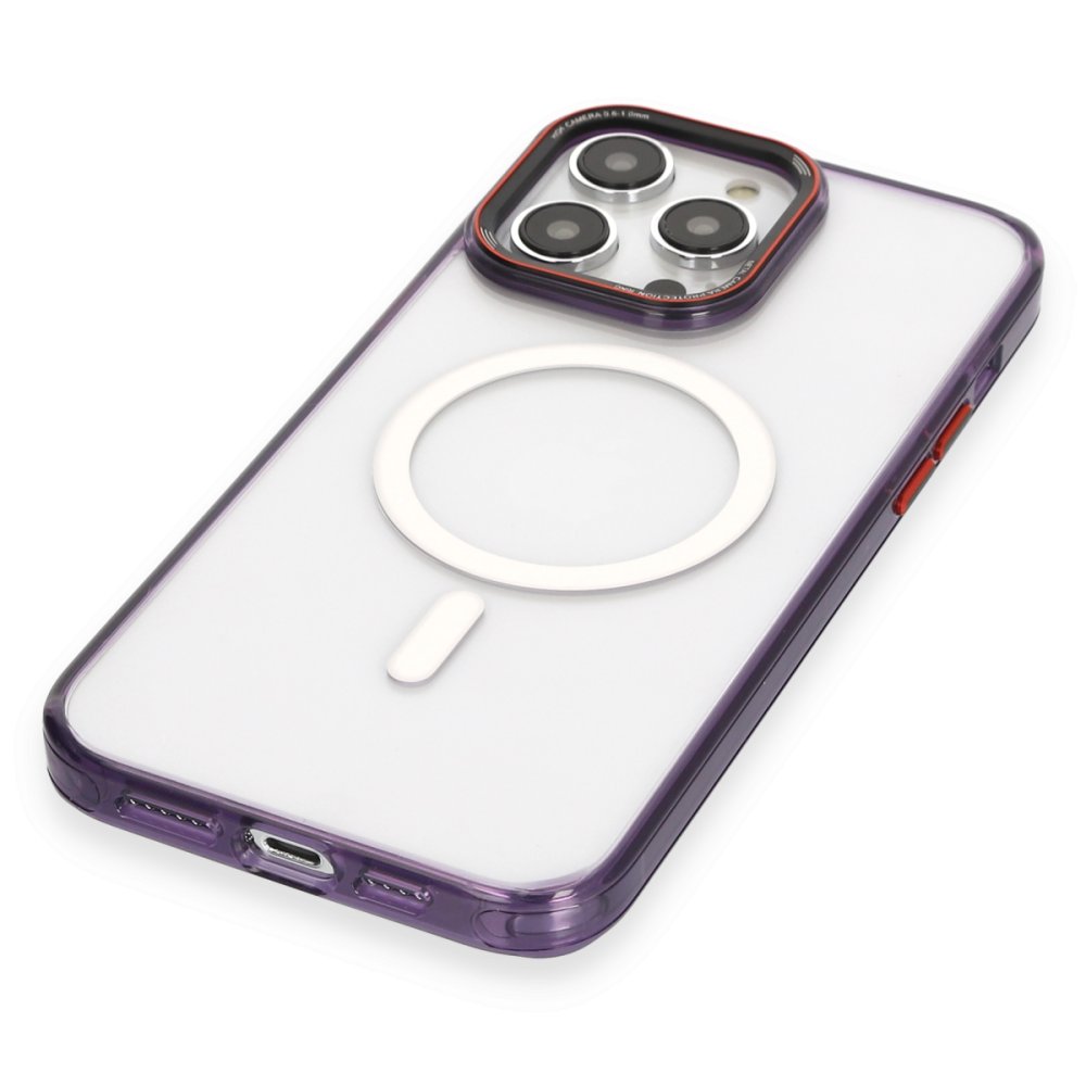 Newface iPhone 14 Pro Max Kılıf Dinamik Magneticsafe Silikon - Derin Mor