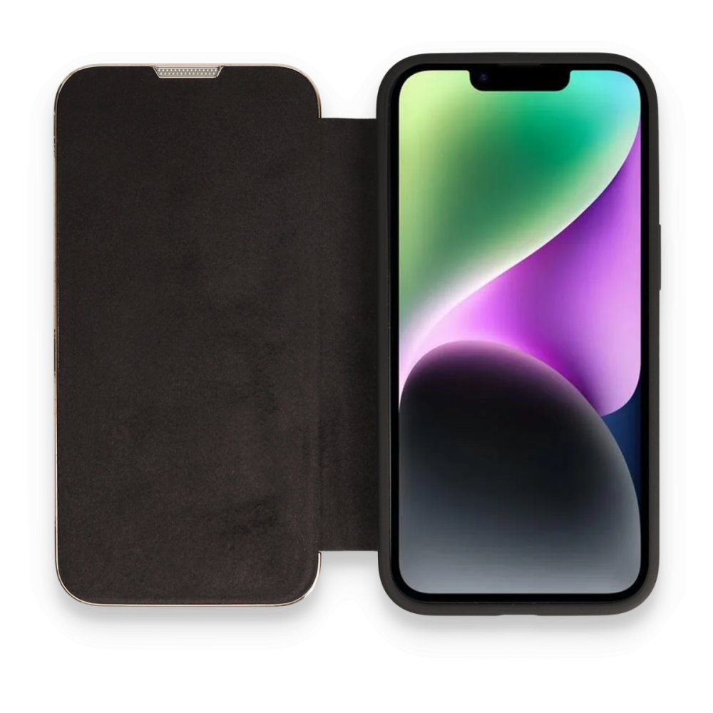 Newface iPhone 14 Pro Max Kılıf Dolpin Kapaklı - Siyah