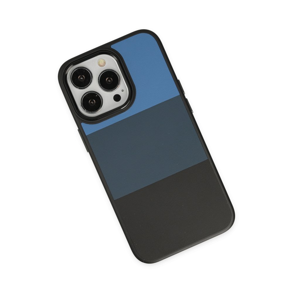 Newface iPhone 14 Pro Max Kılıf King Kapak - Mavi-Siyah