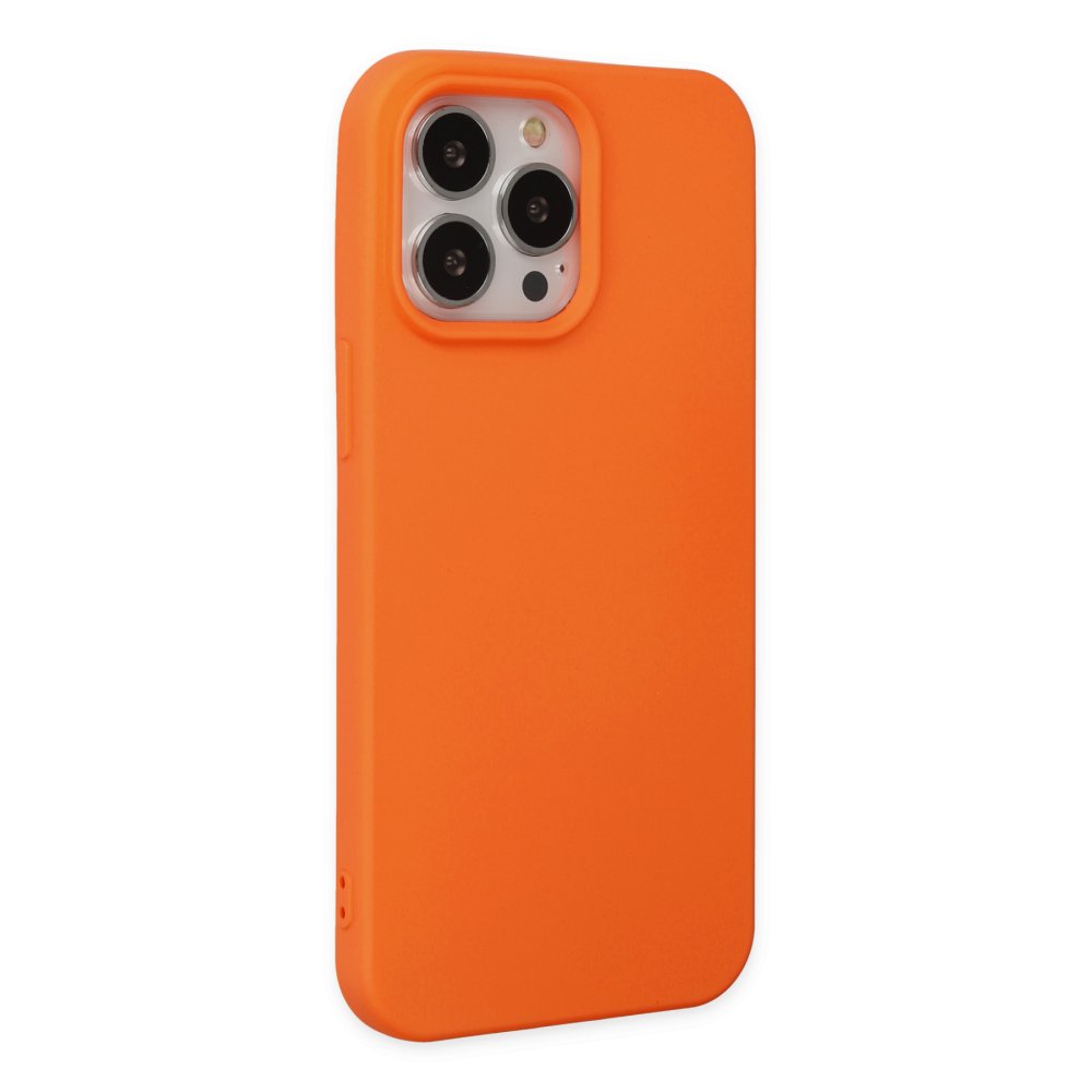 Newface iPhone 14 Pro Max Kılıf Nano içi Kadife Silikon - Turuncu