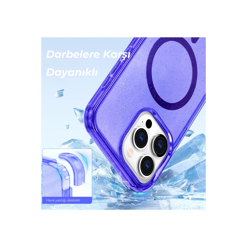 Newface iPhone 15 Kılıf Glow Magsafe Kapak - Mor