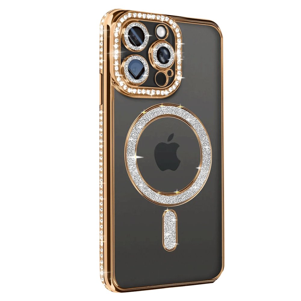 Newface iPhone 15 Pro Kılıf Joke Simli Magneticsafe Kılıf - Gold