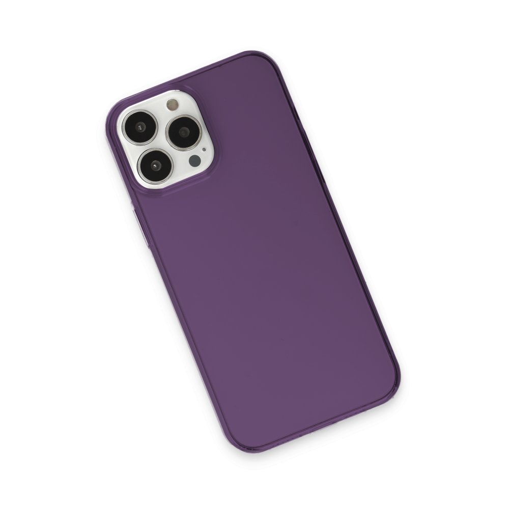 Newface iPhone 15 Pro Kılıf Pc Sert Şeffaf Kapak - Mor