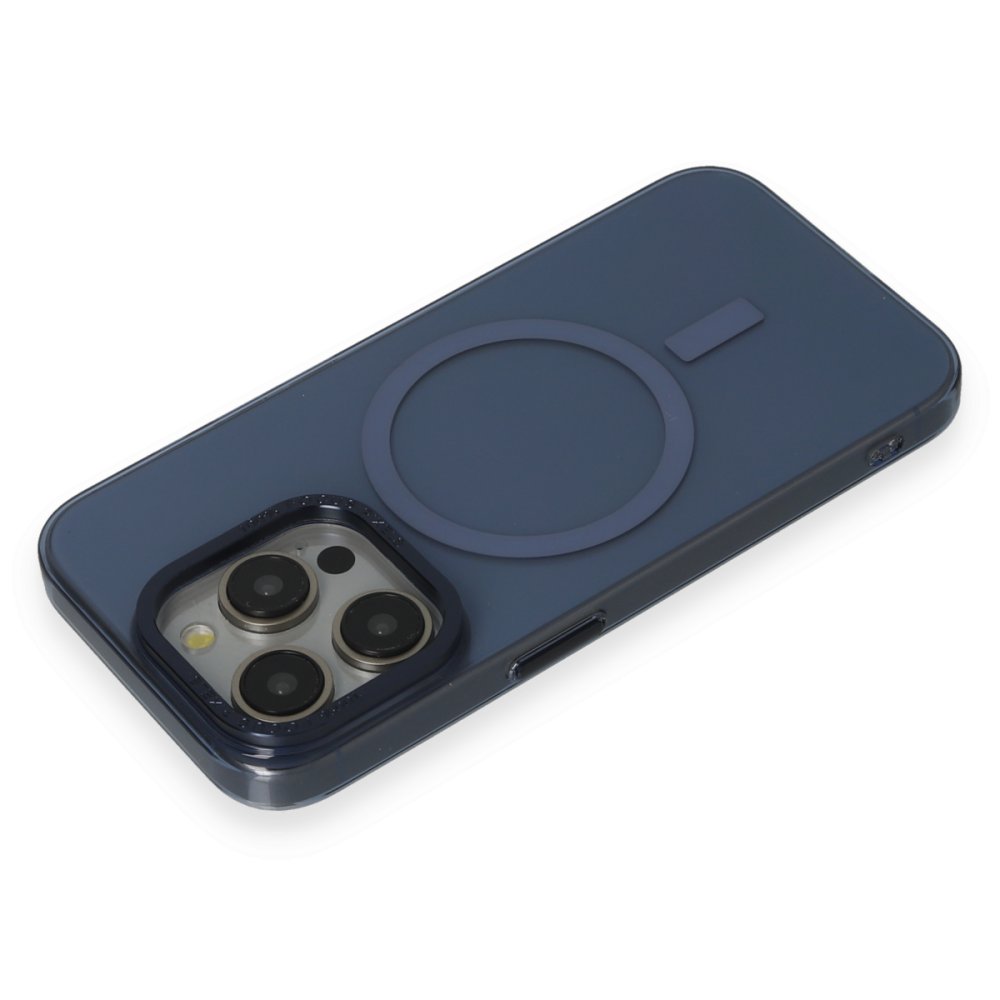 Newface iPhone 15 Pro Max Kılıf Anka PC Magneticsafe Sert Metal Kapak - Lacivert