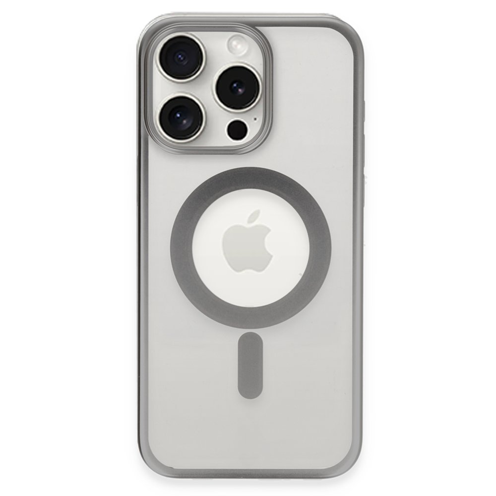 Newface iPhone 15 Pro Max Kılıf Erozi Magsafe Kapak - Gümüş
