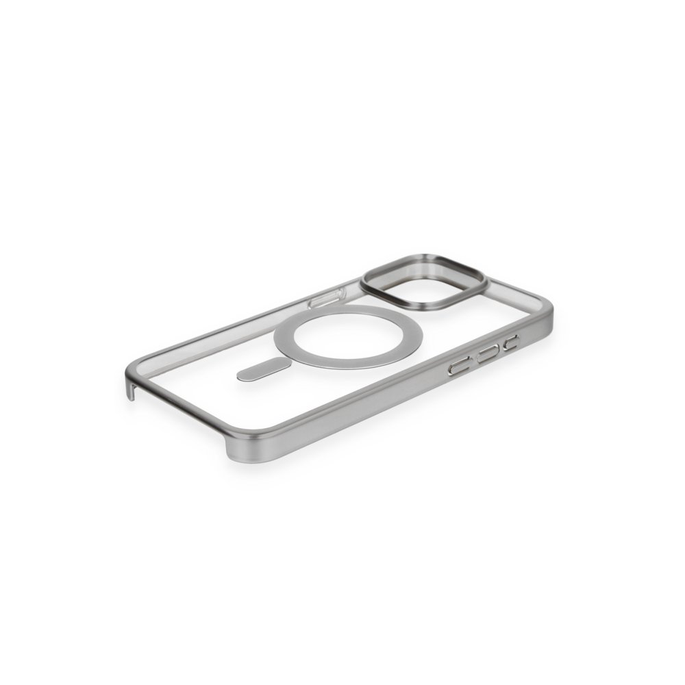 Newface iPhone 15 Pro Max Kılıf Erozi Magsafe Kapak - Gümüş
