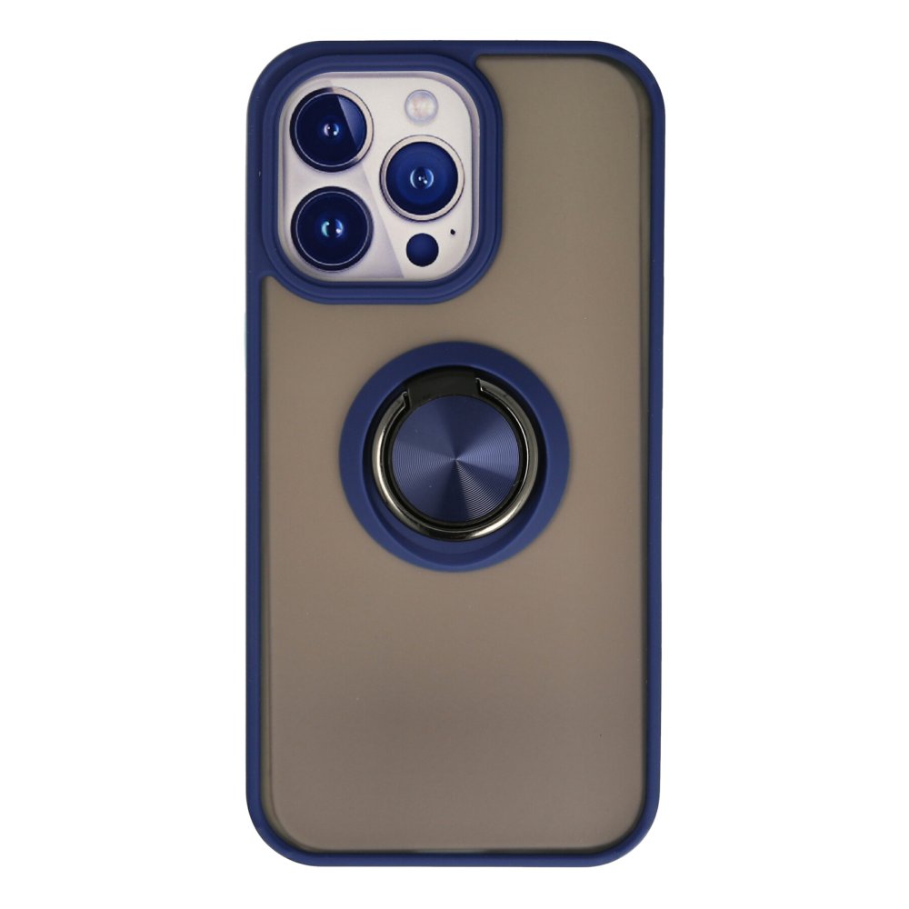 Newface iPhone 15 Pro Max Kılıf Montreal Yüzüklü Silikon Kapak - Lacivert