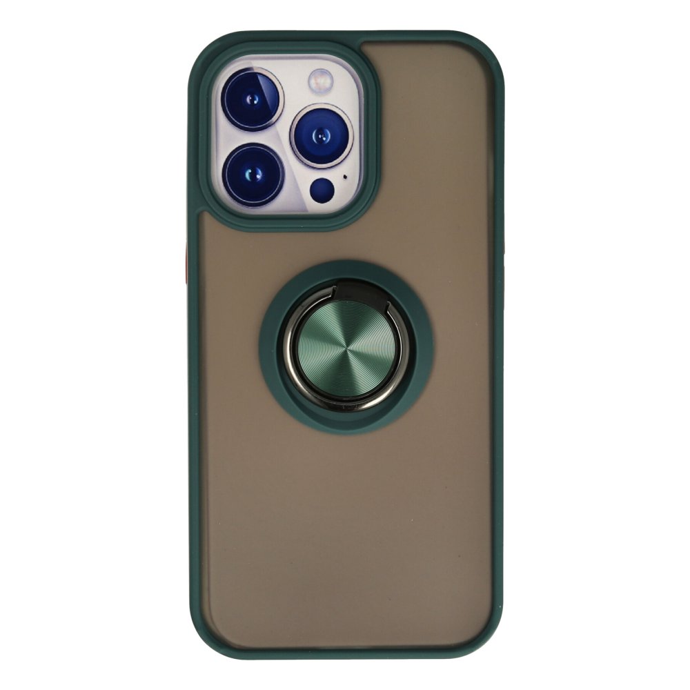 Newface iPhone 15 Pro Max Kılıf Montreal Yüzüklü Silikon Kapak - Yeşil