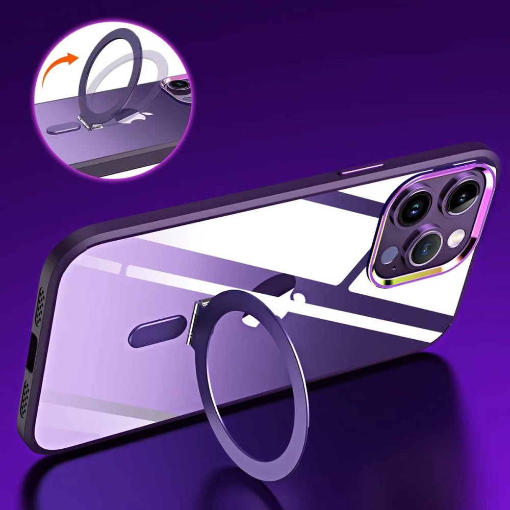 Newface iPhone 15 Pro Max Kılıf Mudo Magneticsafe Standlı Kapak - Derin Mor