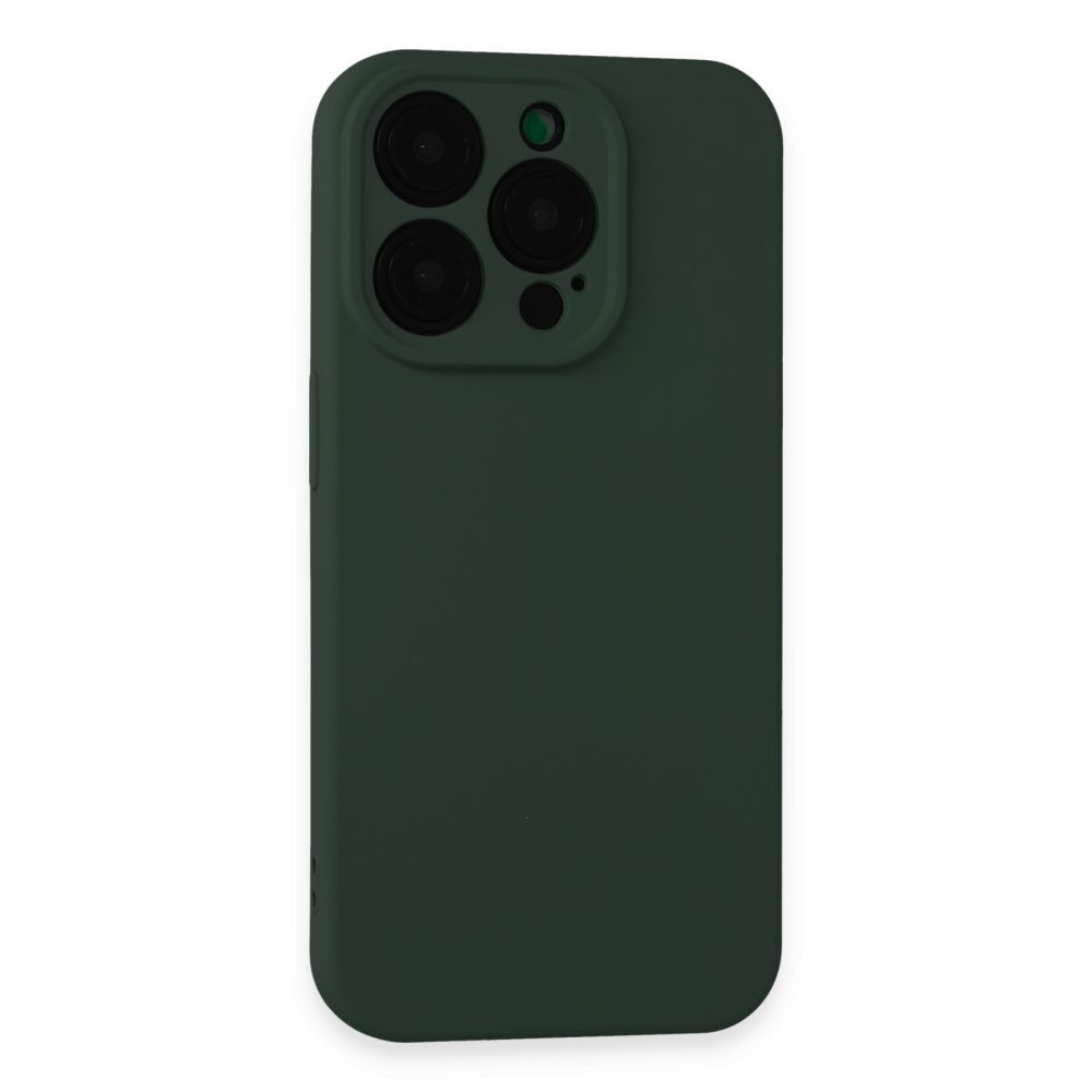 Newface iPhone 15 Pro Max Kılıf Nano içi Kadife Silikon - Koyu Yeşil