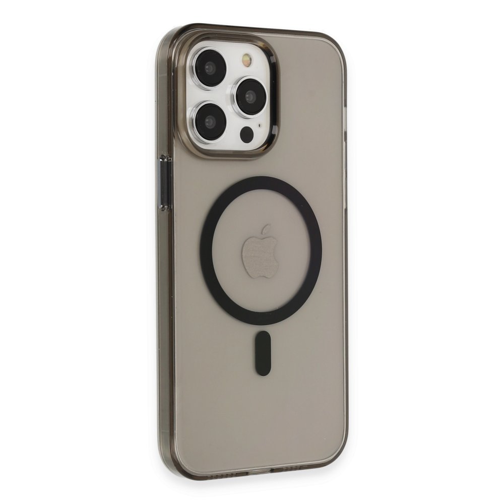 Newface iPhone 15 Pro Max Kılıf Tron Şeffaf Magsafe Kapak - Siyah