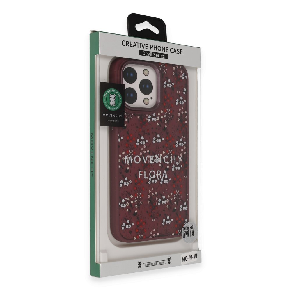 Movenchy iPhone 15 Terra Desenli Kapak - Pembe - 1
