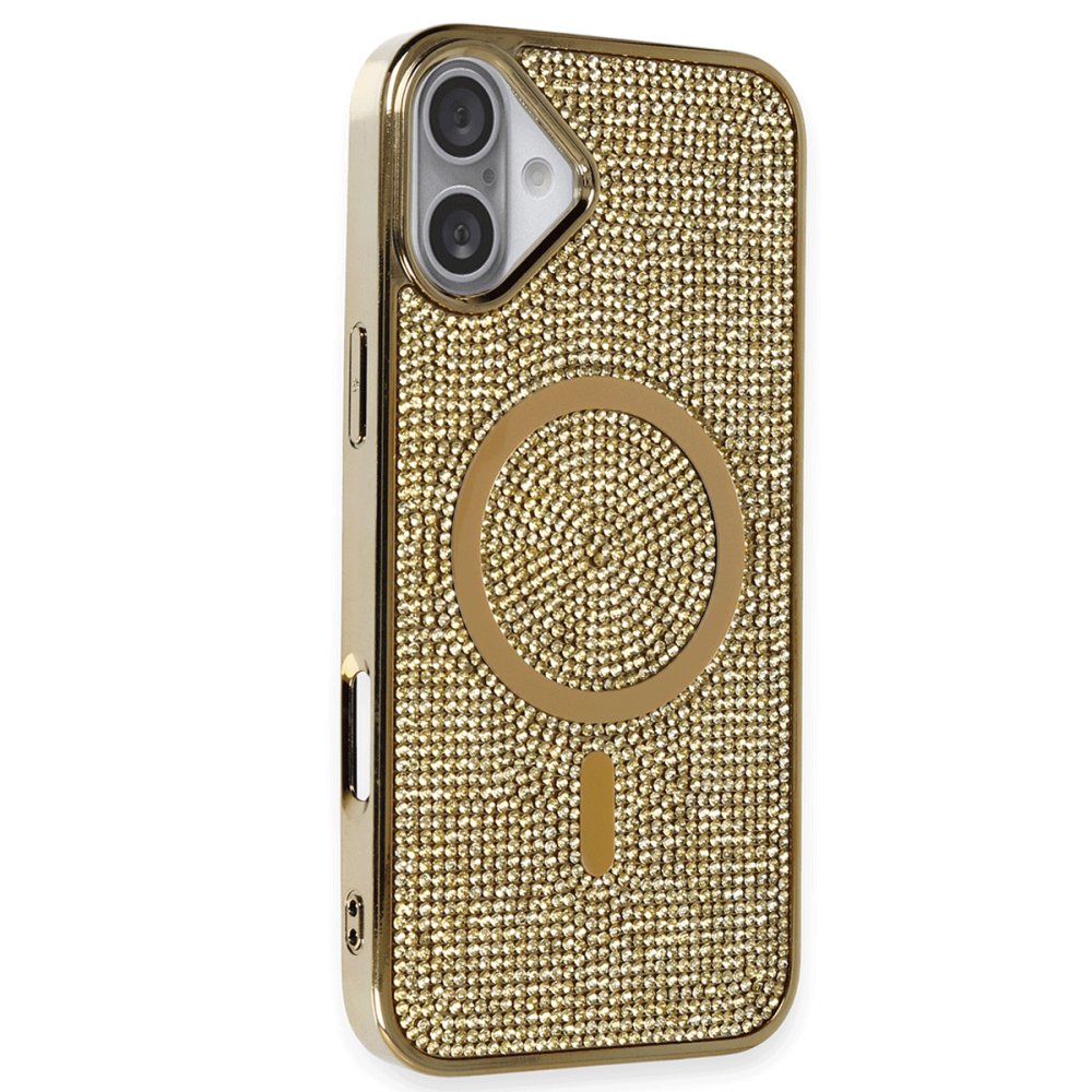 Newface iPhone 16 Kılıf Diamond Magsafe Kapak - Gold