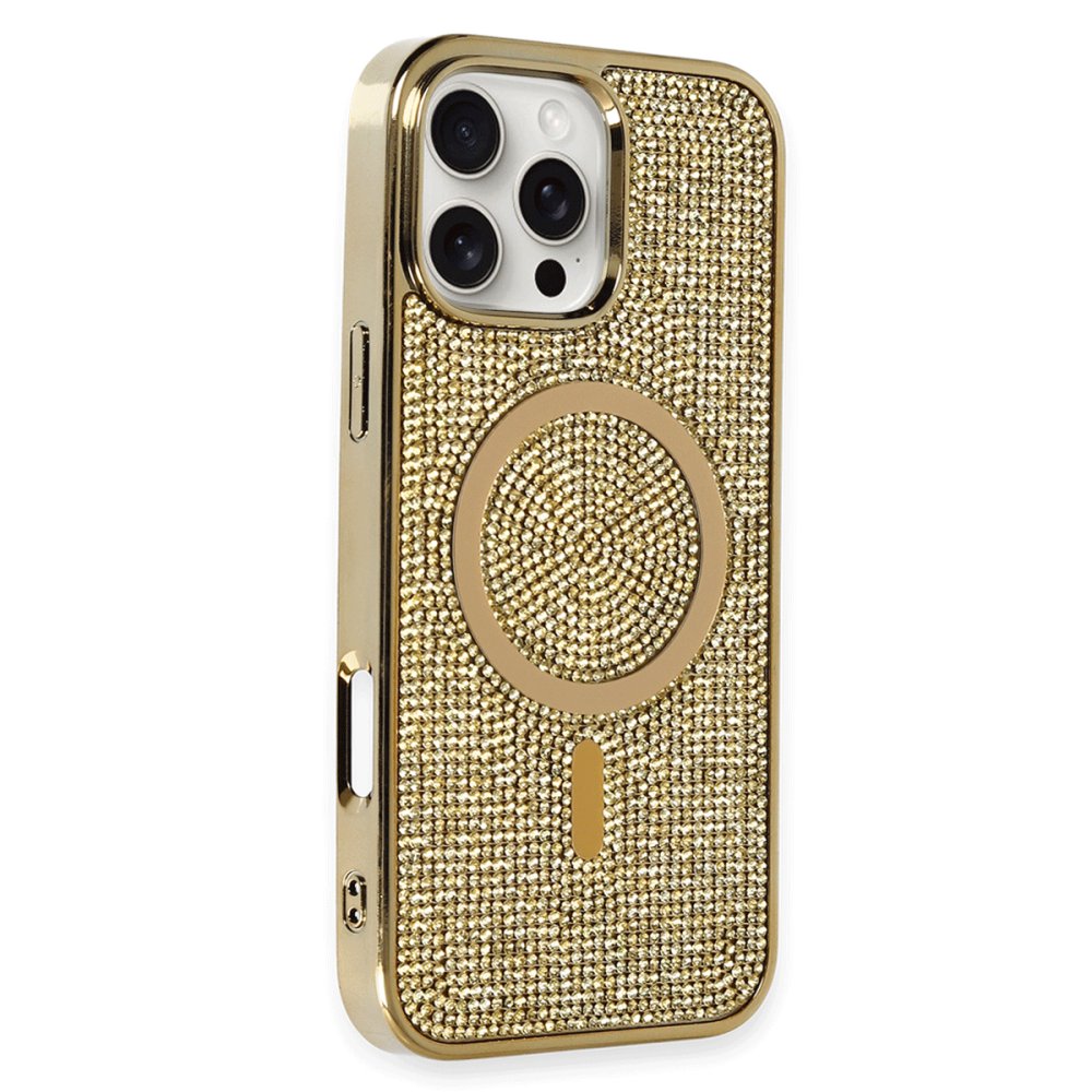 Newface iPhone 16 Pro Max Kılıf Diamond Magsafe Kapak - Gold