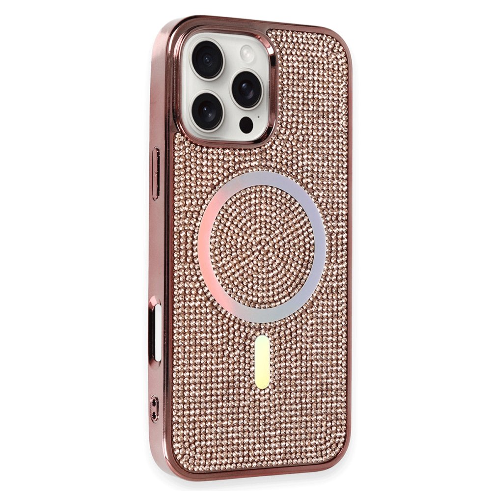 Newface iPhone 16 Pro Max Kılıf Diamond Magsafe Kapak - Pembe