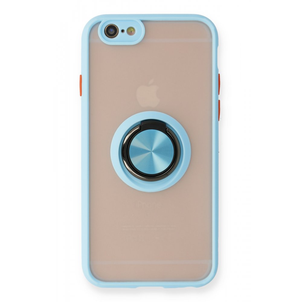 Newface iPhone 6 Kılıf Montreal Yüzüklü Silikon Kapak - Buz Mavi