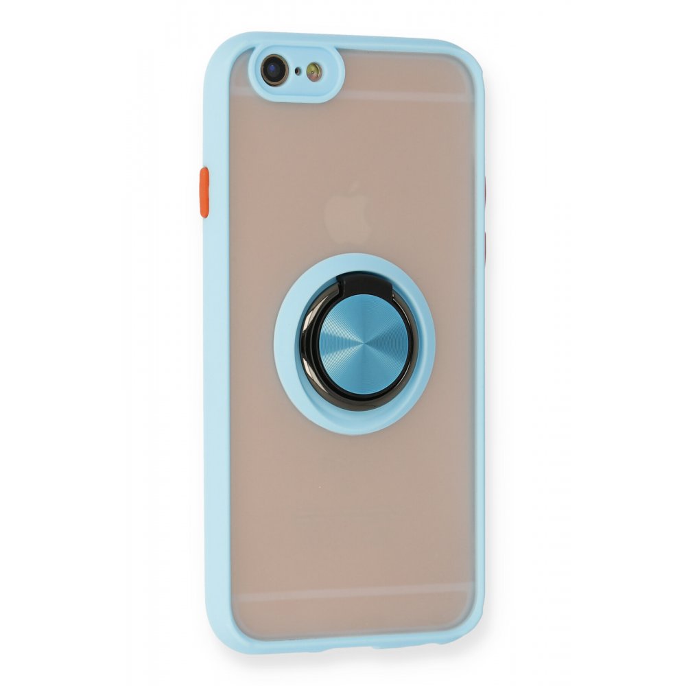 Newface iPhone 6 Kılıf Montreal Yüzüklü Silikon Kapak - Buz Mavi