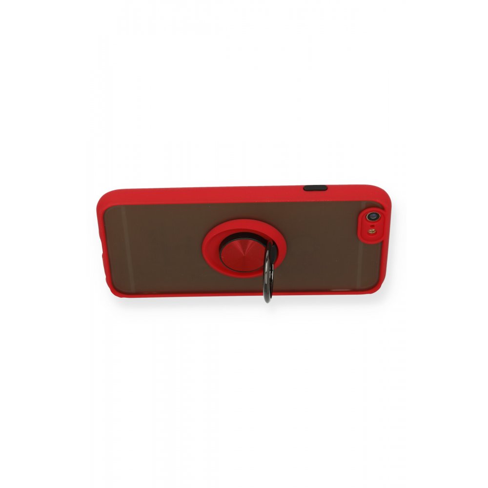 Newface iPhone 6 Kılıf Montreal Yüzüklü Silikon Kapak - Kırmızı