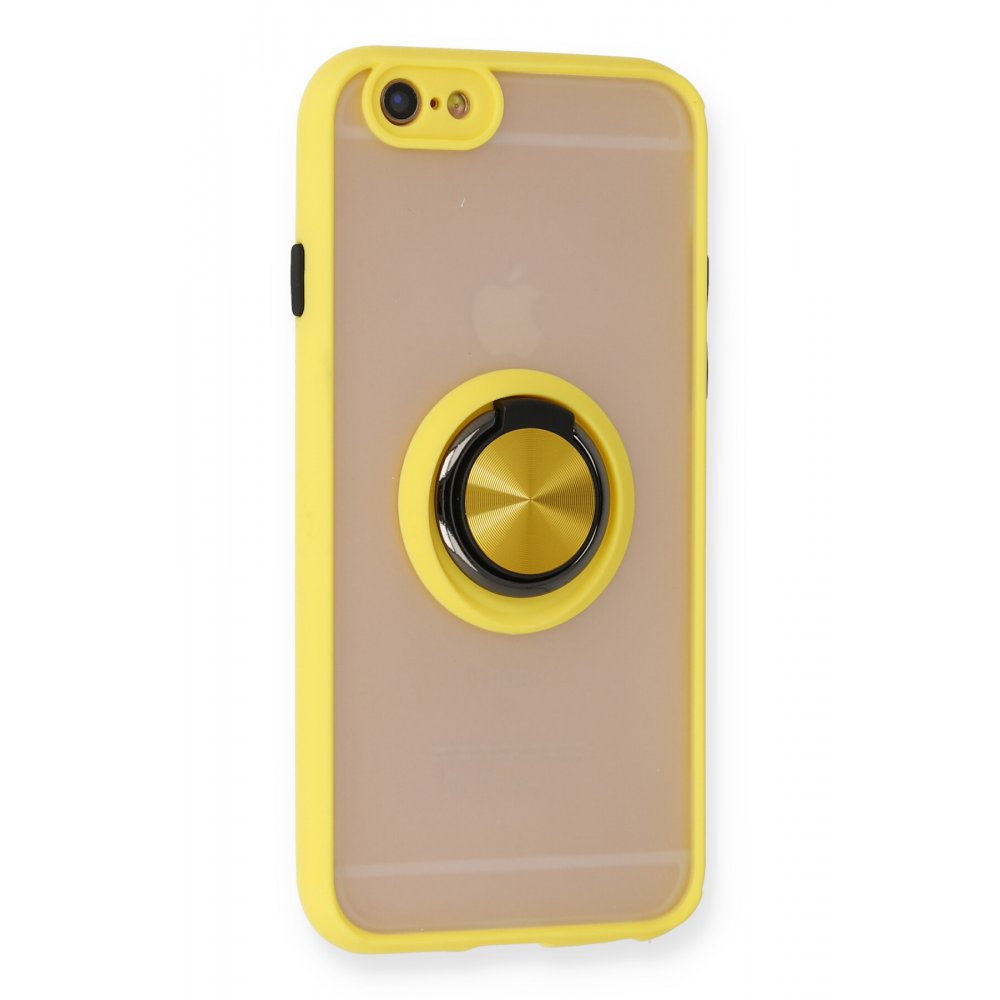 Newface iPhone 6 Kılıf Montreal Yüzüklü Silikon Kapak - Sarı